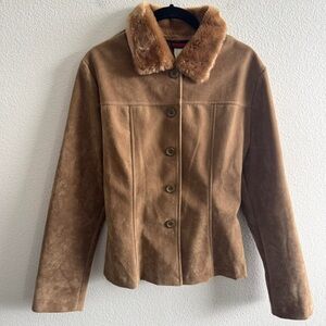 Women's Tan Faux Fur Collar Jacket
